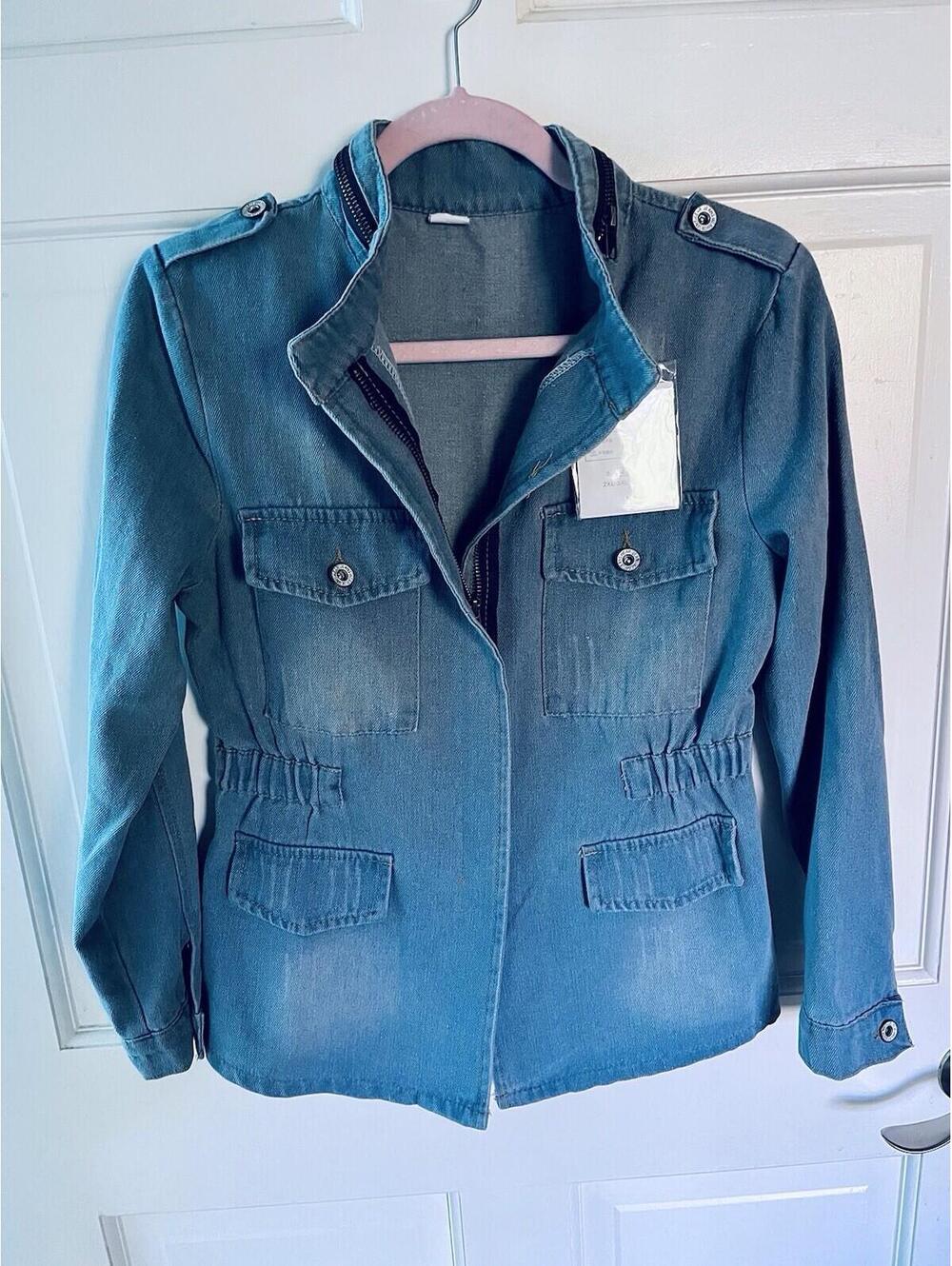 NWT Women Casual Loose Lightweight Denim Jacket Jeans Coat Long Sleeve Size M